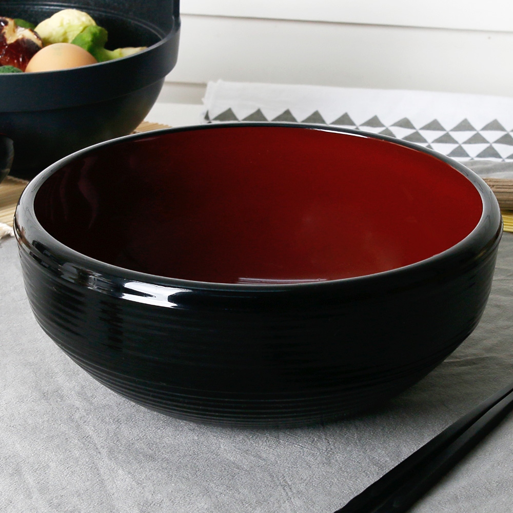 국산 칠기 멜라민 면기 우동 냉모밀 우동기 일본 라멘 덮밥 그릇 20cm, 이중 - 상세 이미지 5