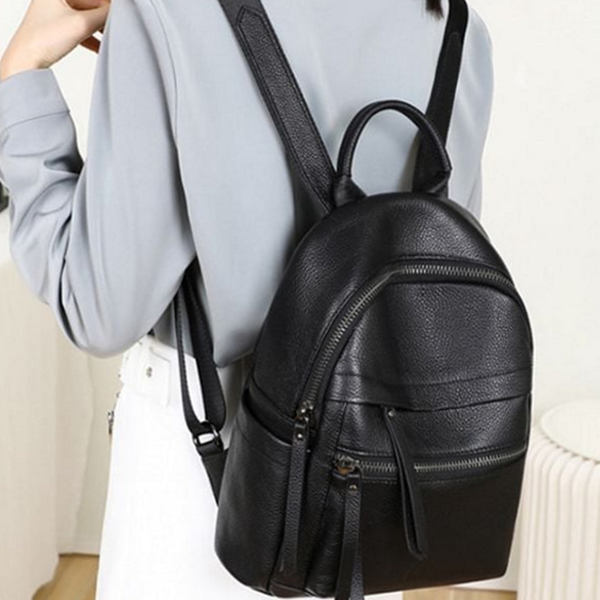 클래식 여성 가죽 백팩 캐주얼 데일리 가죽 백팩 직장인 - 상품 이미지