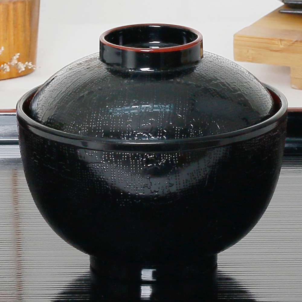 칠기 멜라민 장국 국물 그릇 작은 미니 밥그릇 밥공기 10.8cm, 흑적뚜껑 - 상세 이미지 3