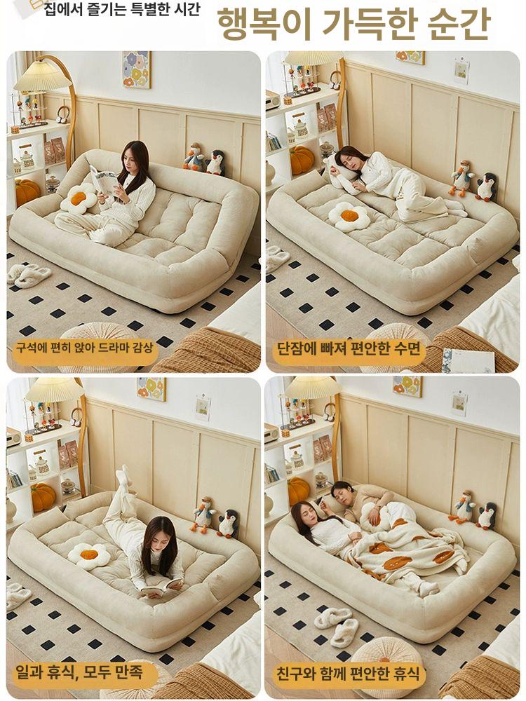 소형 다용도 소파 침대 쇼파베드 베드 더블 침대형 원목 간이 겸용 매트 원룸용 수납 수 - 상세 이미지 3