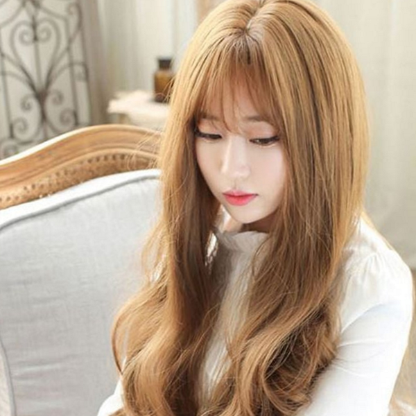 내추럴웨이브 여성 가발 레이어드 긴 머리 가발 통가발 정수리 - 상품 이미지