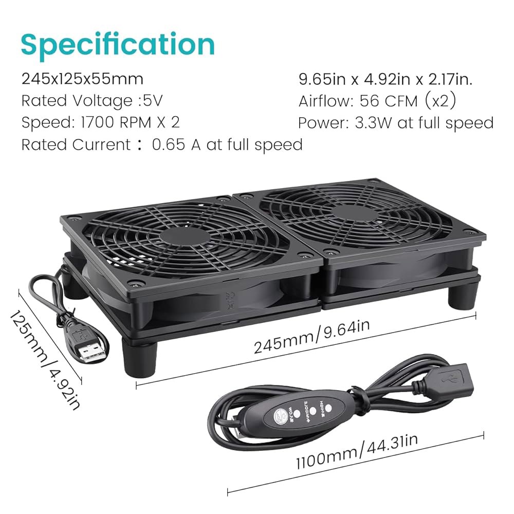 컴퓨터 쿨러 TV 소형 박스 DC 5V USB 전원 120mm 240mm 멀티 스피드 컨트롤러용 와타이 고풍량 라우터 냉각 120mm USB fan - 상세 이미지 2
