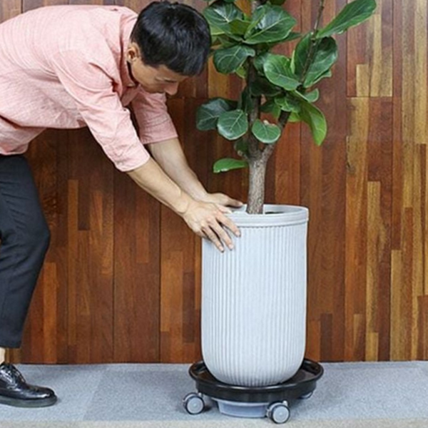 인테리어 이동식 화분 받침대 원형 바퀴 달린 화분 다용도 베란다 - 상품 이미지