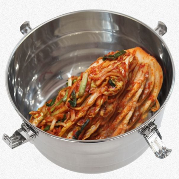 대용량 업소용 김치통 스텐 원형 김치통 스테인리스 김치냉장고 식당 특대 - 상품 이미지