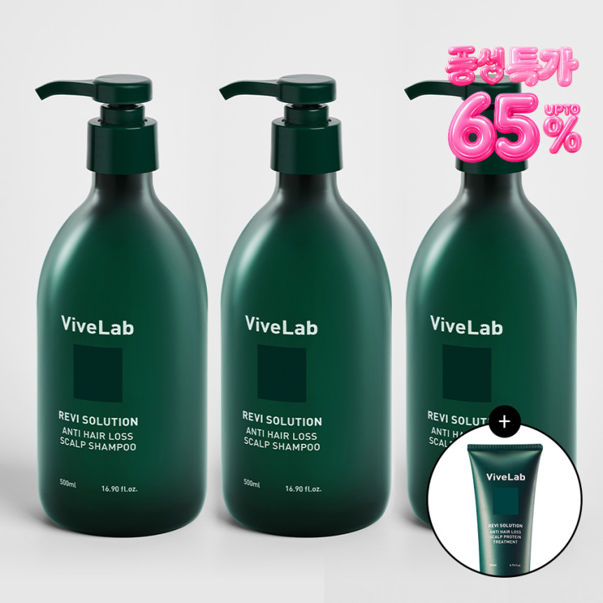바이브랩 4주 솔루션 초록 탈모 샴푸 우디플로럴머스크, 500ml, 3개 사진 1