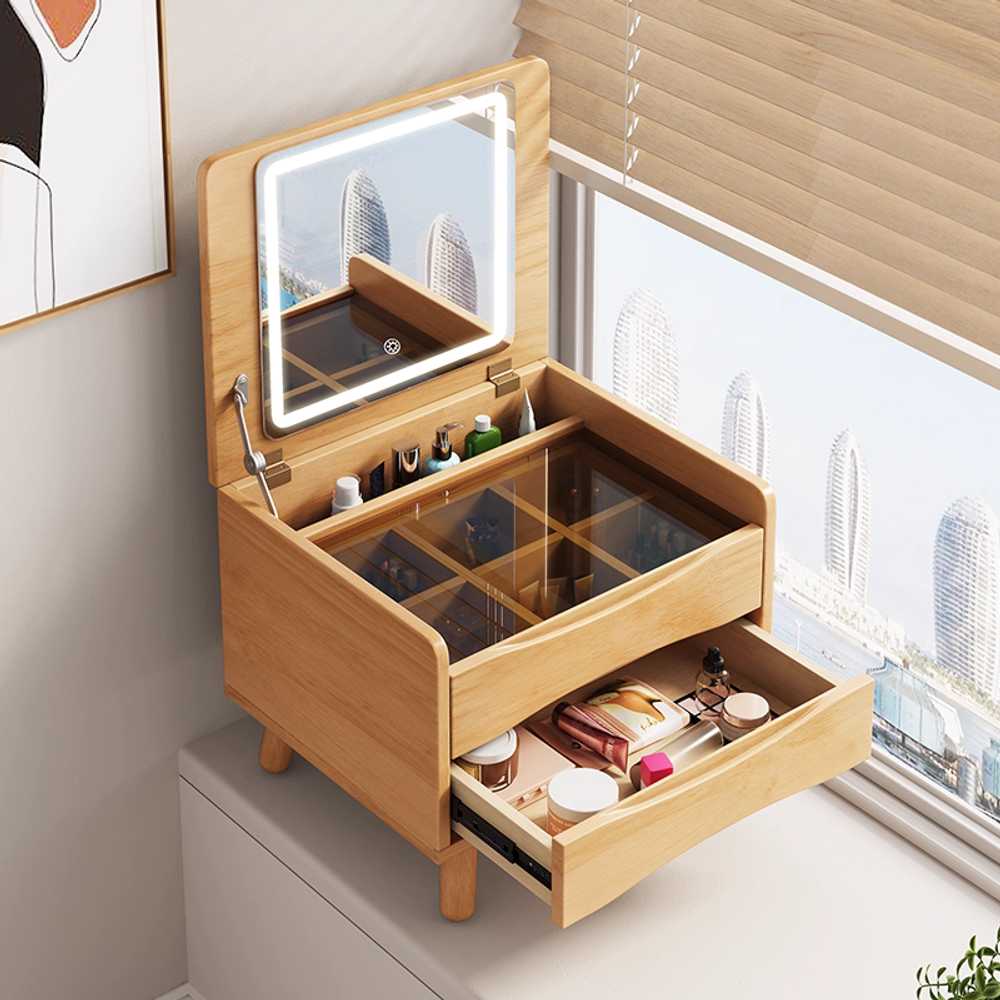 좌식 원목 화장대 미니 자취방 기숙사 메이크업 수납장 48x40 - 상세 이미지 5