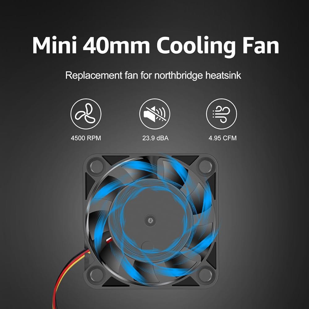 GDSTIME 40mm 팬 3핀, 12V 40x40x10mm 미니 컴퓨터 PC 케이스 DC 브러시리스 냉각 교체용 CPU 쿨러, 노스브리지 히트싱크, 3D 프린터(2팩) - 상세 이미지 2