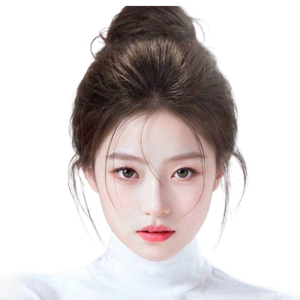 앞머리가발 잔머리 헤어라인 헤어피스 똑딱이 가발 시스루 앞머리 브라운블랙 - 상품 이미지