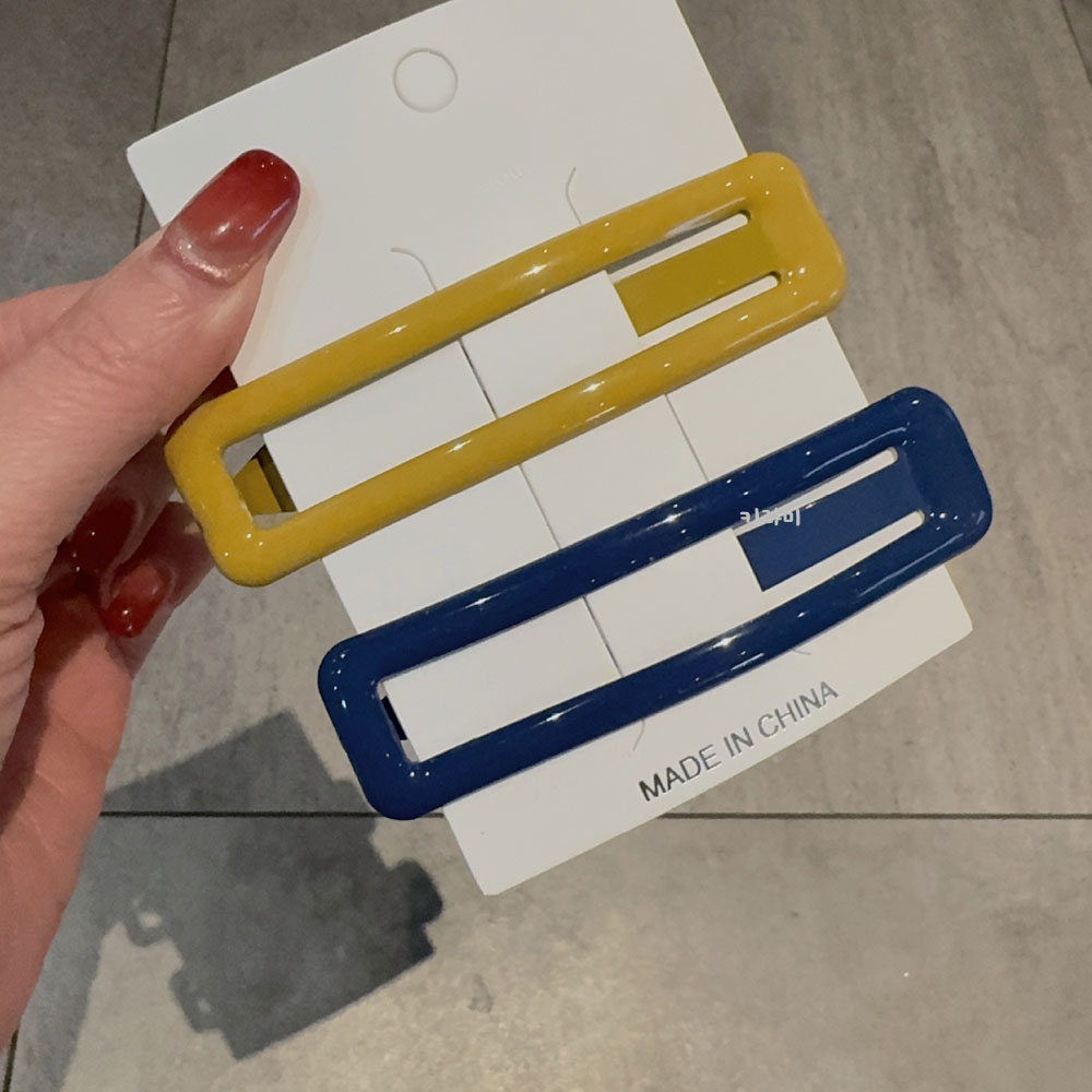 타원 왕똑딱핀 세트 유광 사각 옆머리 헤어핀 똑딱 머리핀 - 상세 이미지 2