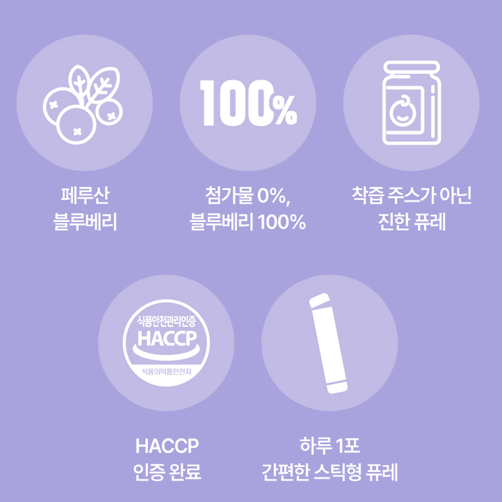 갈아만든 리얼 블루베리 퓨레 100% 원액 생 블루베리 진액 즙 스틱 1+1 안토시아닌 - 상세 이미지 3
