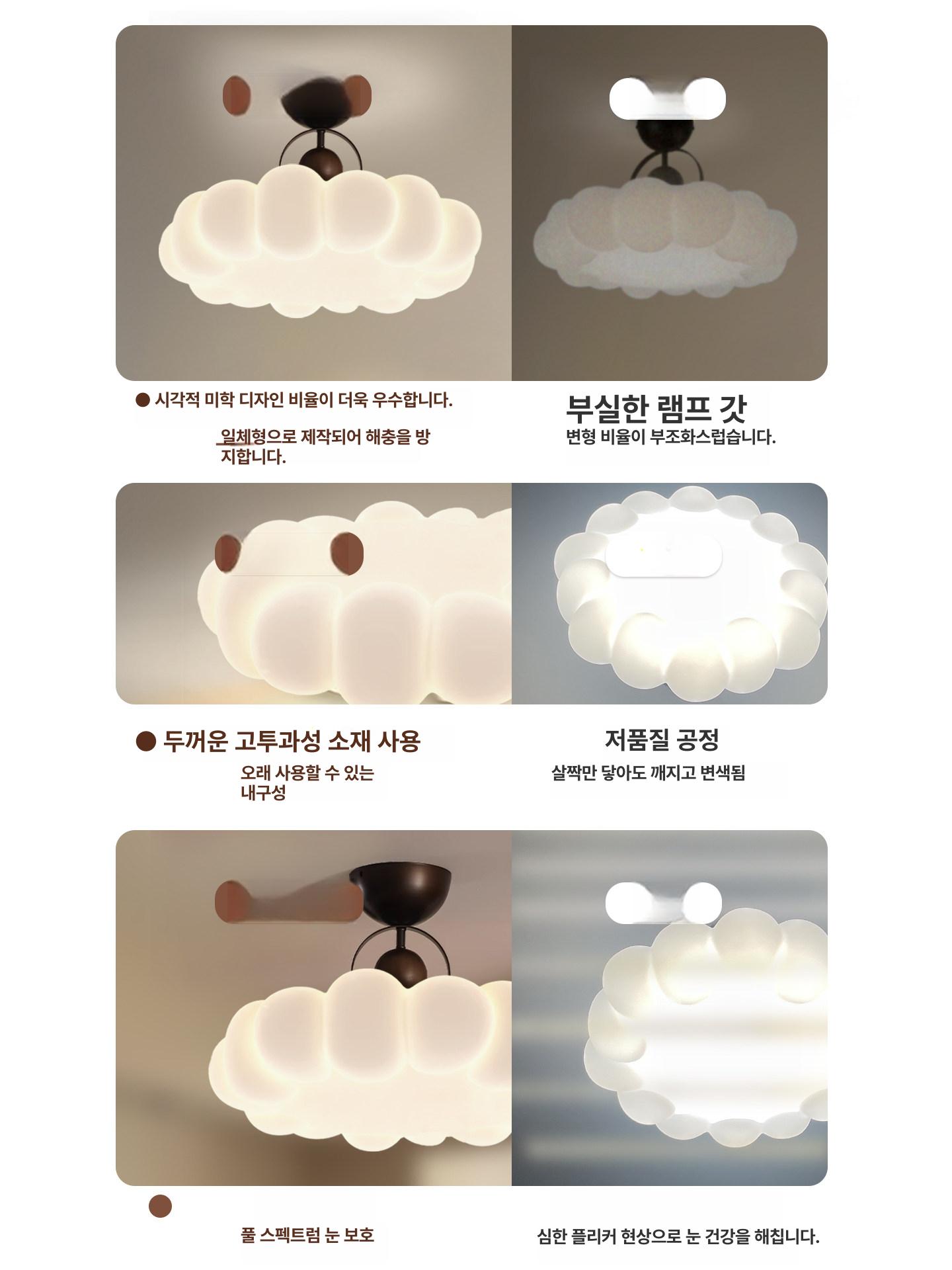 구름 조명 천장등 수면등 공부방 아이방 장식 유치원 인테리어 테두리 침실 - 상세 이미지 3