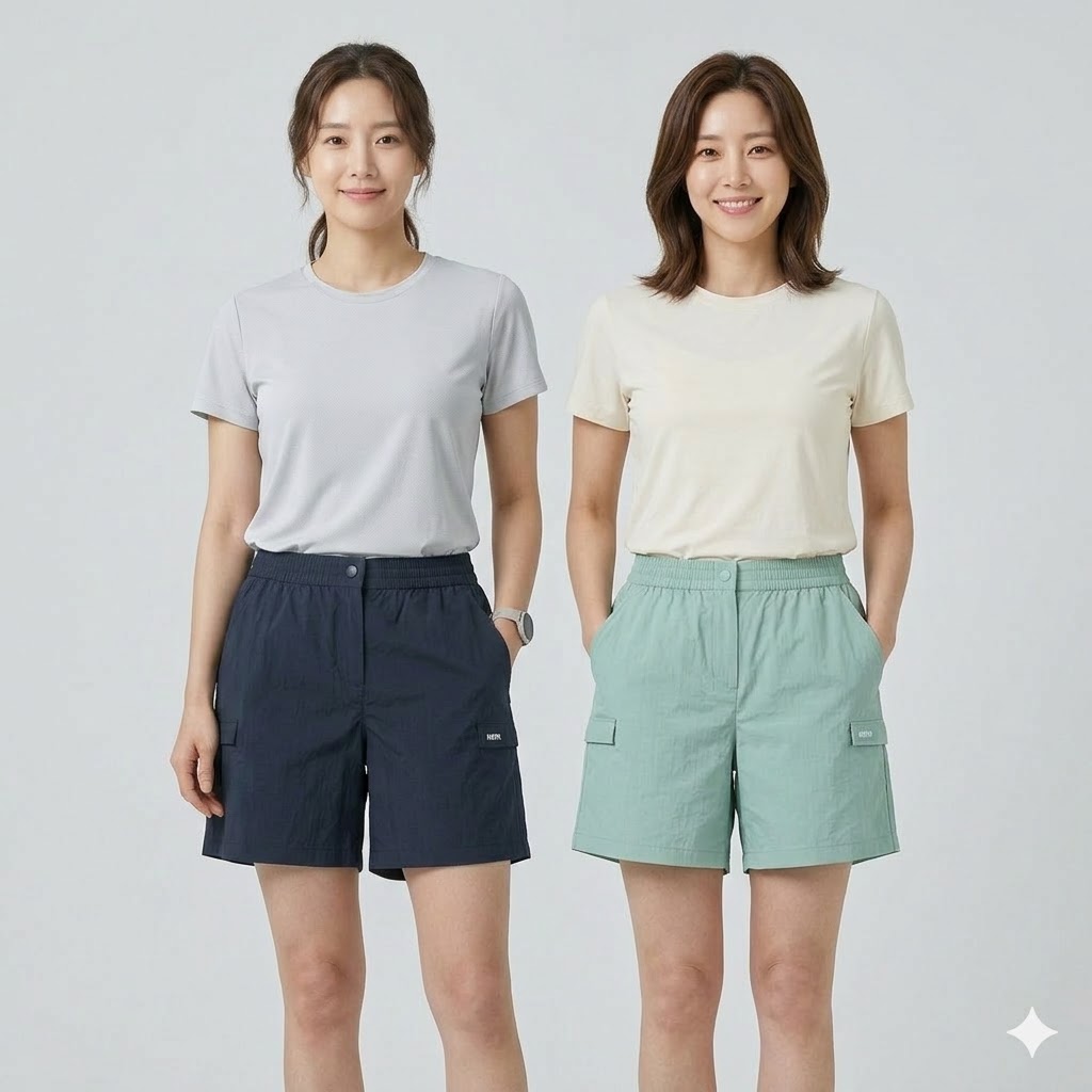 네파 여성 여름 아웃도어 컬러 포켓 등산 반바지 - 상세 이미지 4