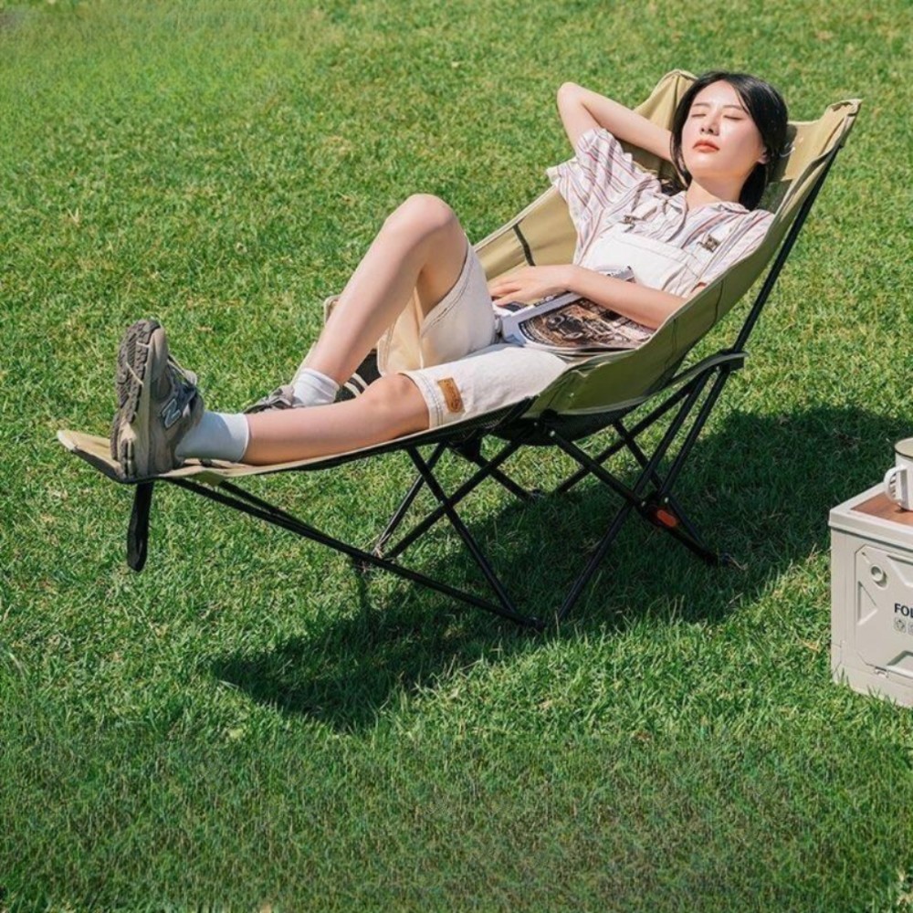 야외 접이식 의자 조절 다리받침 포함 휴대용 침대 데저트옐로우 3단 받침대 - 상품 이미지