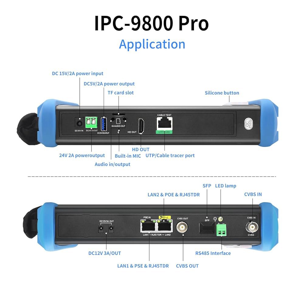Rsrteng CCTV 카메라 테스터, 8K 32MP 4K 12MP IP POE++, CVBS 1CH SFP 인터페이스 7인치 IPS 터치스크린 케이블 테스터 네트워크 도구 지원 - 상세 이미지 2