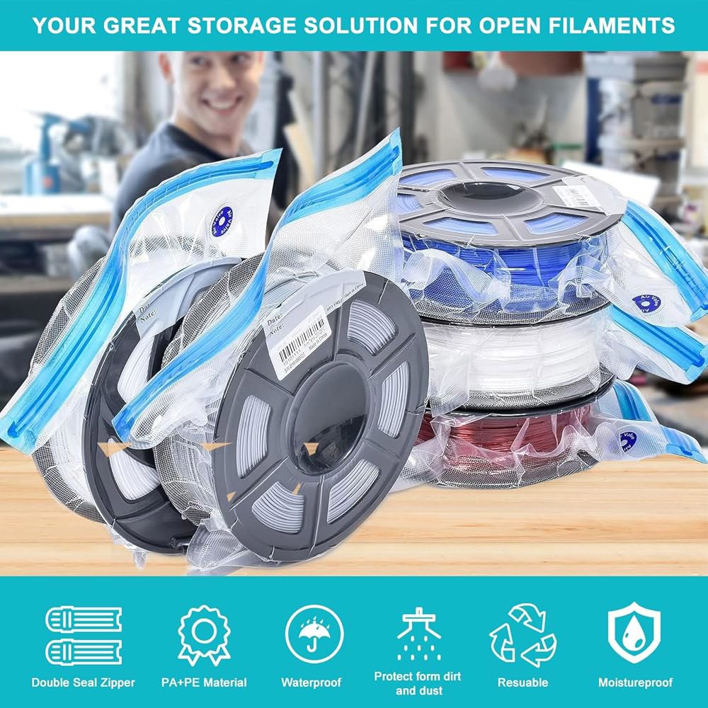 Junarsoez 30PCS 3D 프린터 필라멘트 진공 보관 가방, 건조제가 포함된 프린팅 스풀 세트, 또는 건조기 후 사용에 적합합니다 30 pcs - 상세 이미지 3