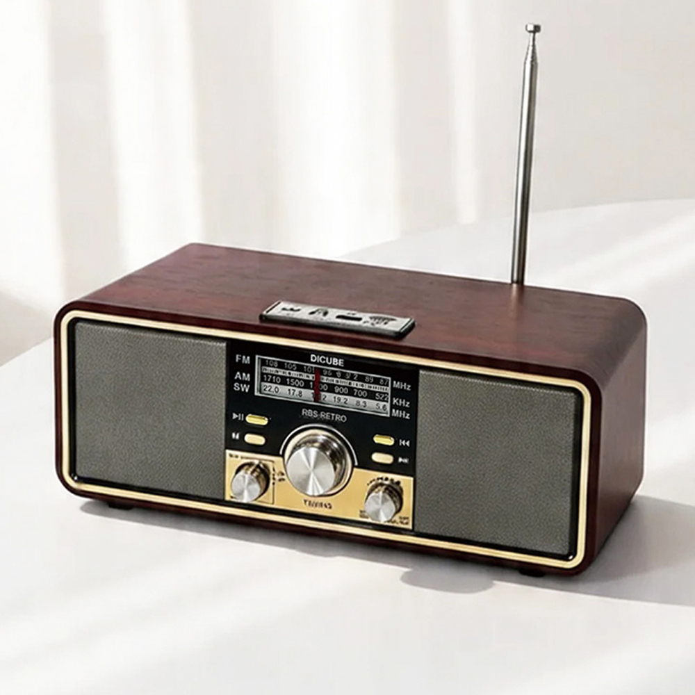 디큐브 레트로 블루투스 거실 스피커 무선 AM FM 라디오 감성 인테리어 캠핑 - 상품 이미지