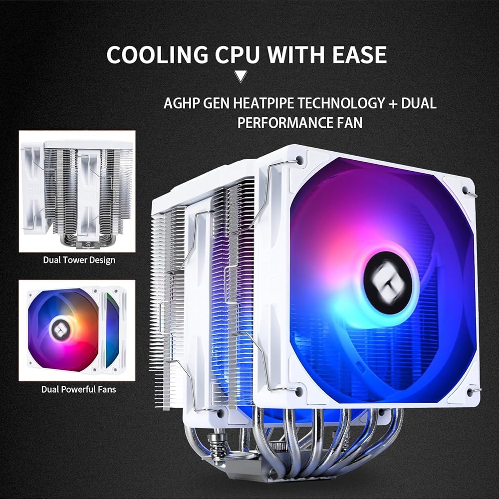 Thermalright 피어리스 어쌔신 120 디지털 ARGB 화이트 CPU 쿨러 에어, 6X6mm 히트파이프, 마그네틱 디스플레이 보드 상단 커버, 히트싱크, AM4 /AM5 - 상세 이미지 2