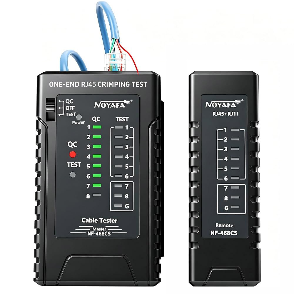 네트워크 케이블 테스터는 RJ11 /CAT5 /CAT5E /CAT6E /CAT6A /CAT7 /Lan /폰 연속성 테스트, 충전식 배터리가 장착된 이더넷 크림핑 도구 키트의 단일 - 상품 이미지