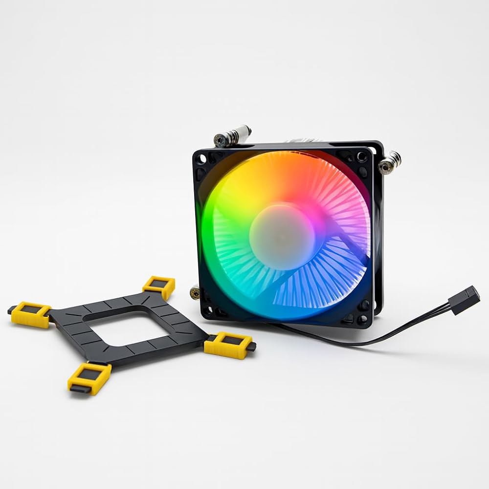 80mm RGB 히트싱크 CPU 쿨러(유니버설 브래킷 포함) - 호환 인텔 i3 / i5 i7 LGA 115x 1150 1151 1155 1156 1200 콰이어트 팬 및 알루미늄 - 상세 이미지 2