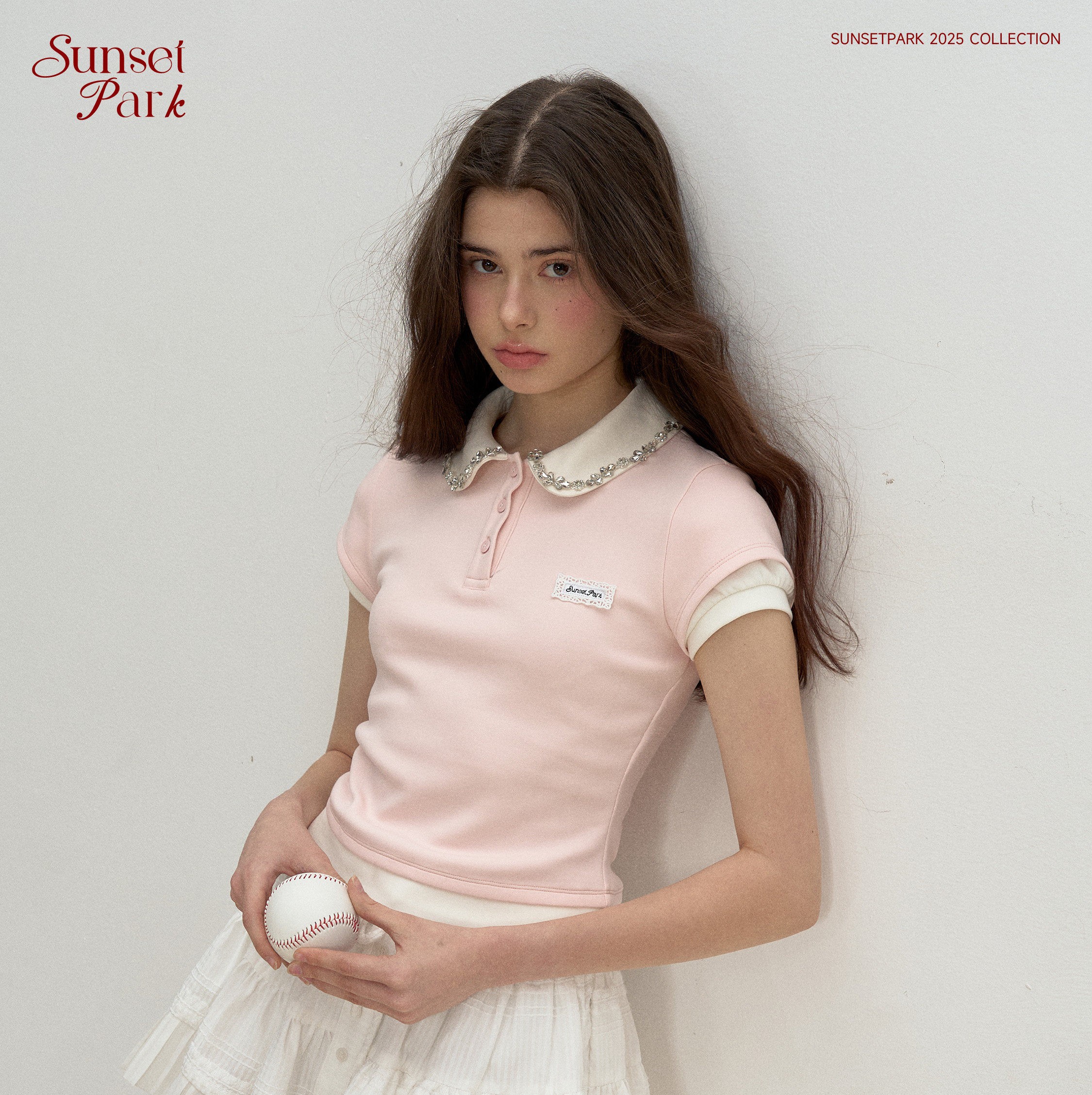 SunsetPark 큐빅 폴로 카라 여성 반팔티셔츠 - 상품 이미지