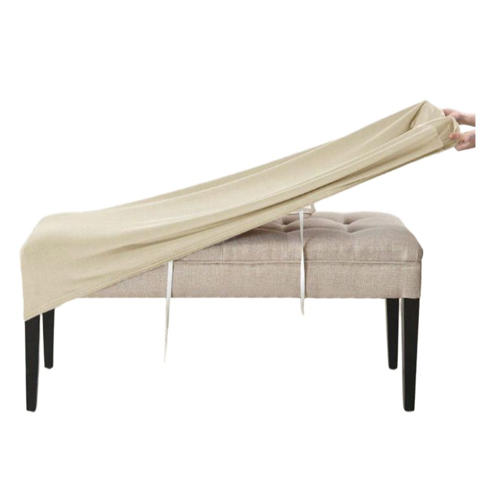 벤치커버 긴의자 덮개 교체용 천갈이 벨벳 커버 방석 베이지그레이 112-150cm x 35-45cm - 상품 이미지