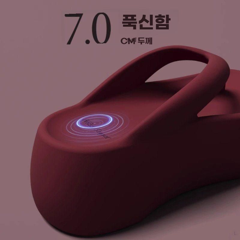 키높이슬리퍼 두꺼운 통굽 슬리퍼 푹신한 여름 여성 샌들 로즈 레드 225-230 - 상세 이미지 2