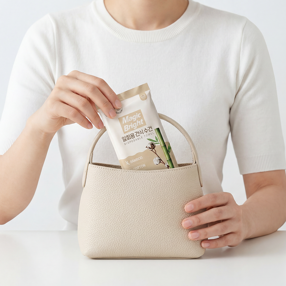 일회용 수건 뱀부 타올 특대형 10장 여름 여행용 물놀이 샤워 1회용 타월 입원 휴대용 - 상세 이미지 3