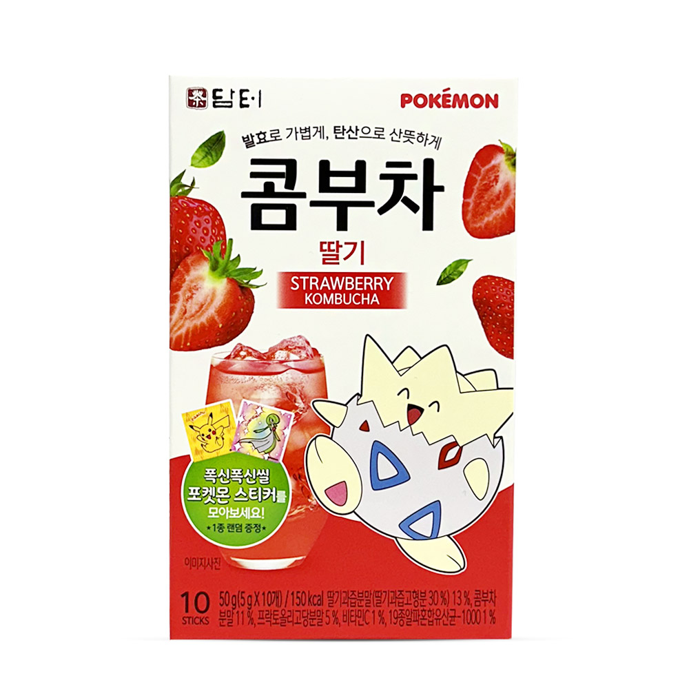 담터 포켓몬 탄산 콤부차 발효차 음료 딸기 10T - 상품 이미지
