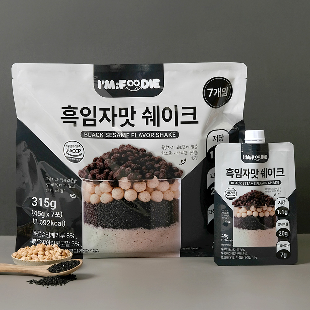 아임푸디 맛있는 단백질 쉐이크 파우치 고단백 저당 프로틴 단백질보충제 흑임자맛, 45g, 21개 - 상세 이미지 2