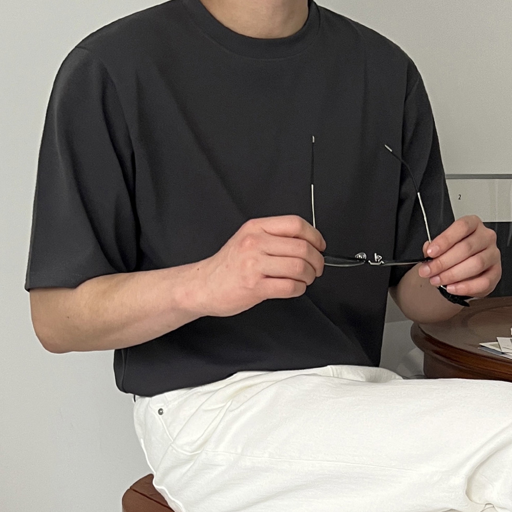 1+1 남자 로릭 여름 링클프리 분또 무지 반팔티 M-5XL 이미지 2