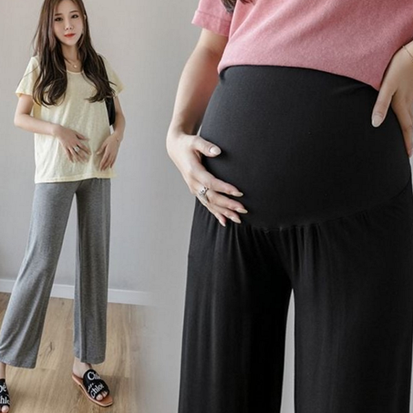 루즈핏 임부복 바지 와이드 임부복 9부 바지 밴딩 편안한 여름 - 상품 이미지