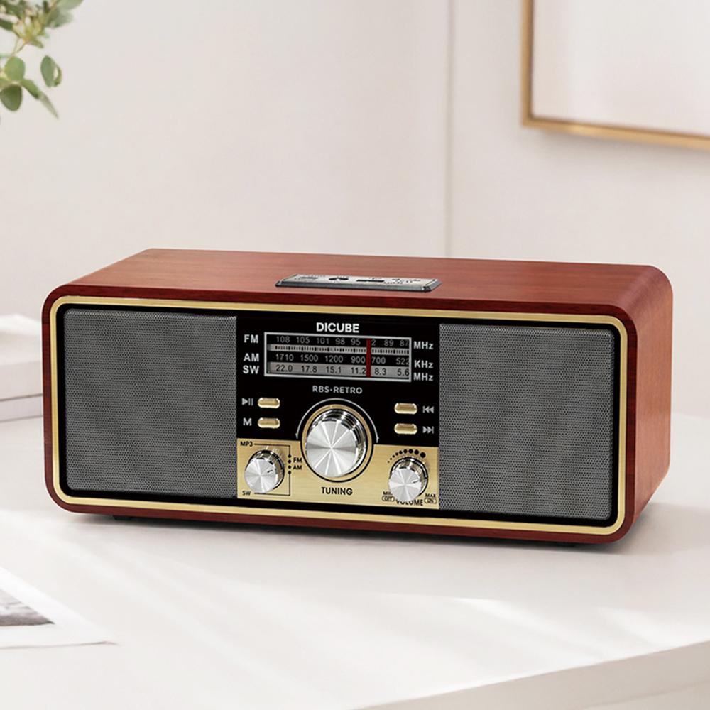 디큐브 레트로 블루투스 거실 스피커 무선 AM FM 라디오 감성 인테리어 캠핑 - 상세 이미지 4