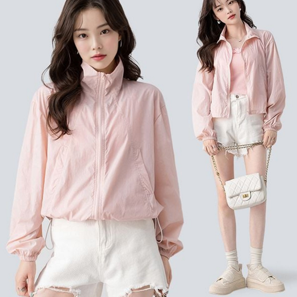 경량 여성 바람막이 여름 바람막이 간절기 숏 크롭 - 상품 이미지