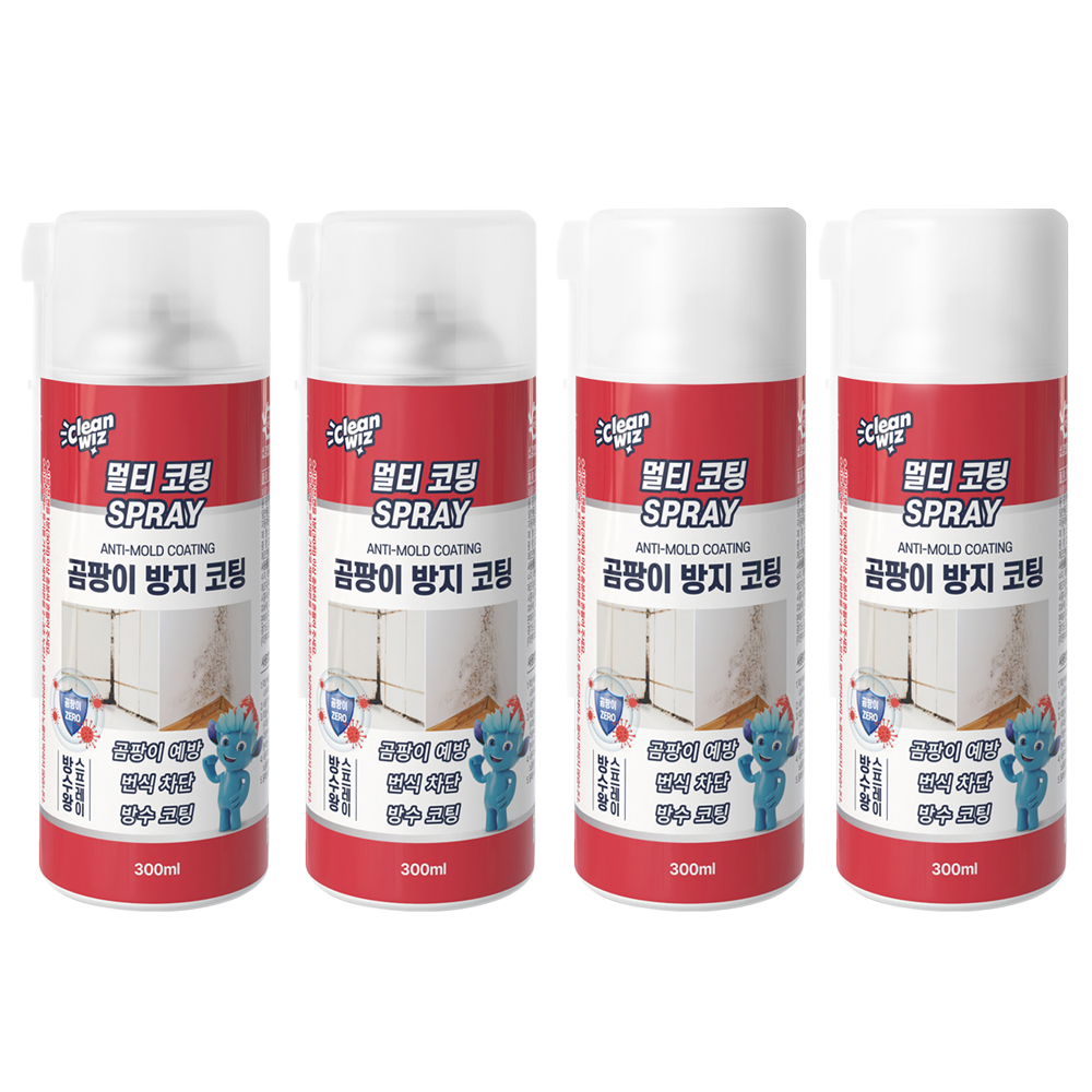 크린위즈 멀티 곰팡이 방지 제거제 스프레이 코팅제 300ml 투명 백색 4통 8통 - 상품 이미지