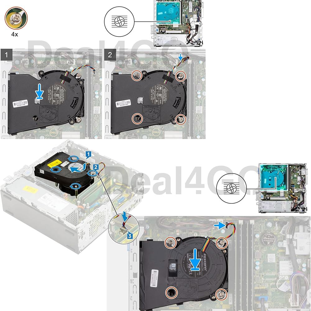 Dell Opt ex 7060 7070 5060 5090 3070 3060 (SFF) 타워 데스크톱용 Deal4GO 65W CPU 냉각 팬 히트싱크 어셈블리 KGWT4 3CWF9 - 상세 이미지 2