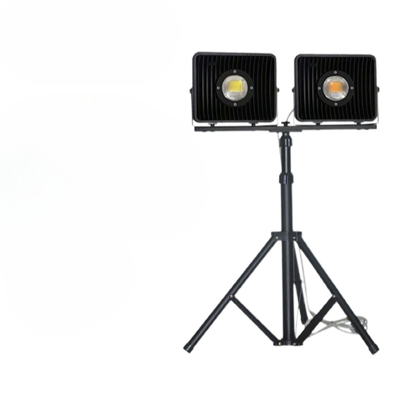 LED 작업 투광기 이중 헤드 높이 조절 삼각대 스탠드 강력 밝은 산업용 스튜디오 촬영 - 상품 이미지