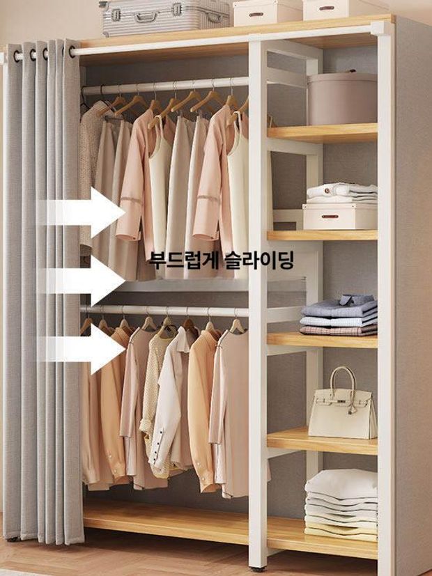 시스템행거 옷걸이행거 철제 고정식행거 코너형 조립식옷장 원룸 시스템 행거 옷장 이동식 - 상세 이미지 3