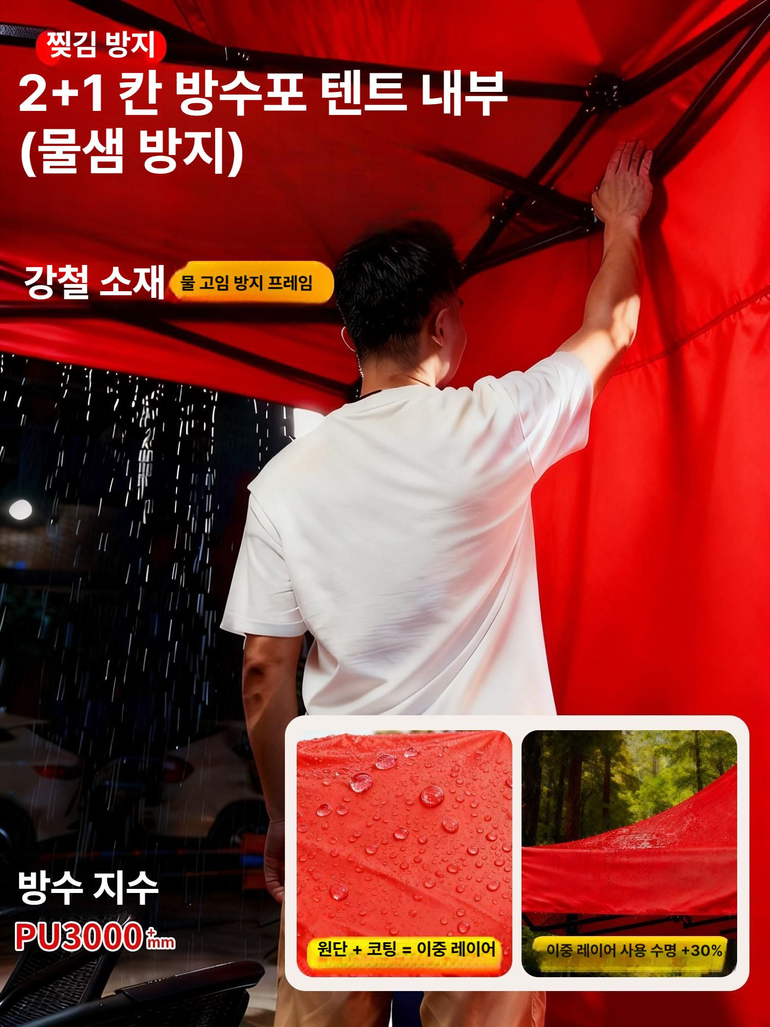 접이식 캐노피 천막 이동식 지붕 야외 몽골 대형 가제보 원터치 자바라 바람막이 방수 - 상세 이미지 3