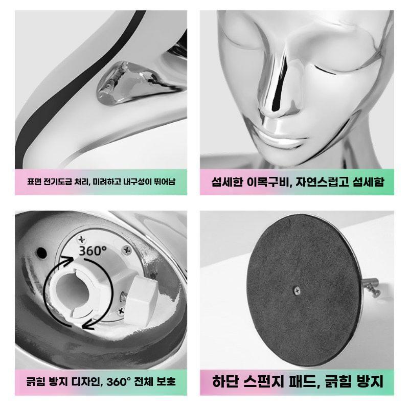 얼굴 마네킹 두상 미러 유광 머리모델 진열 스탠드 거치대 A 아방가르드 실버 - 상세 이미지 4