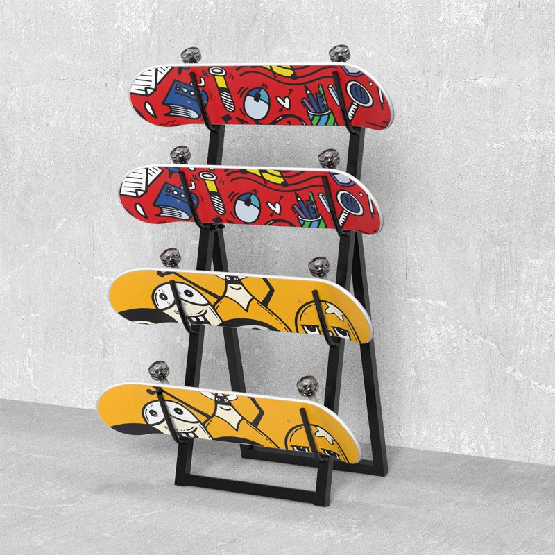 스케이트보드 거치대 랙 롱보드 수납대 스노우보드 진열대 블랙 수직 4층(25x25x68CM) - 상세 이미지 3