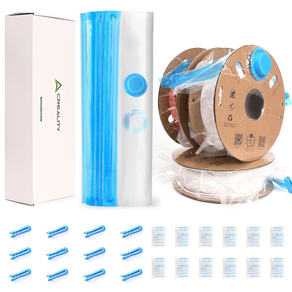 크리알리티 3D 프린터 필라멘트 보관 가방, 12개 PCS 재사용 가능한 35x35cm 진공 가방 1kg 보관, 방진 및 방습 ABS PETG PLA 보관용 - 상품 이미지