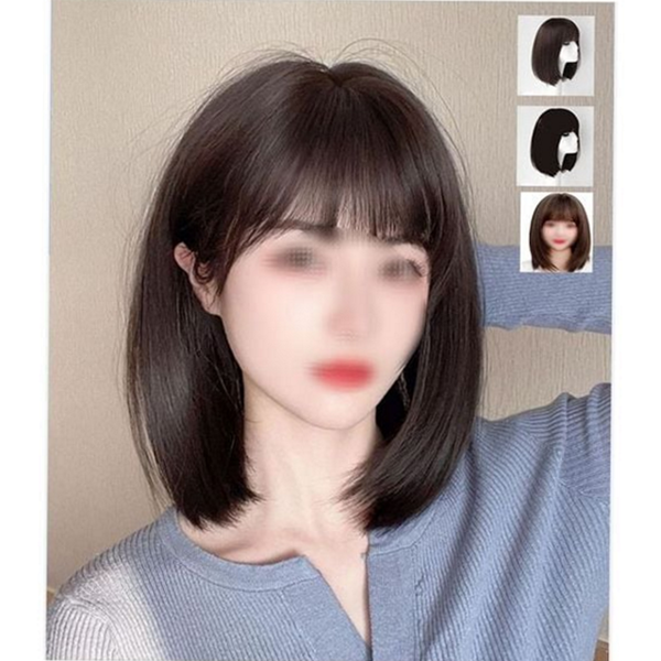 중단발 가발 앞머리 여성 통가발 단발 헤어 - 상품 이미지