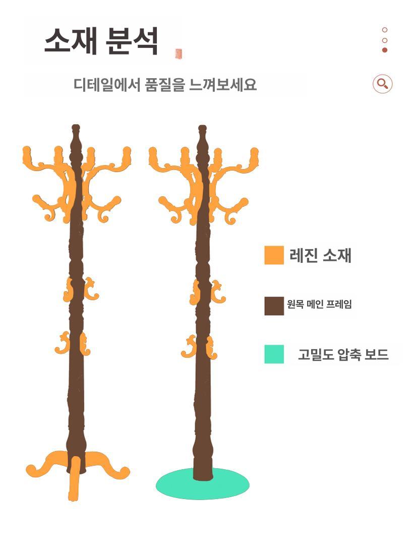 엔틱 코트랙 행거 북유럽 월넛 스탠드 우드 철제 랙 의류 침실 걸이 선반 앤티크 아이보리 - 상세 이미지 4