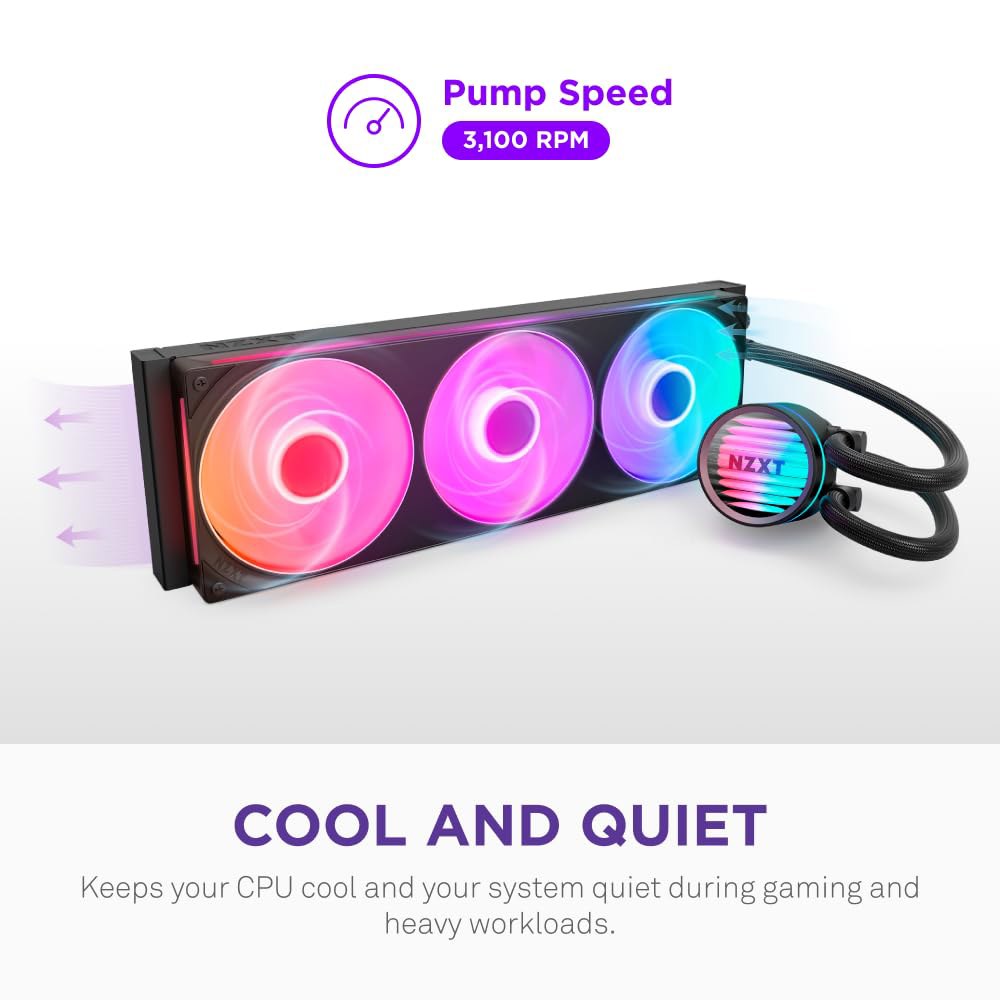 NZXT 크라켄 코어 360 RGB - AIO CPU 액체 냉각기 360mm 라디에이터 싱글 프레임 팬 AMD AM5 / AM4 및 인텔 LGA 1851 1700 1200 115X - 상세 이미지 3