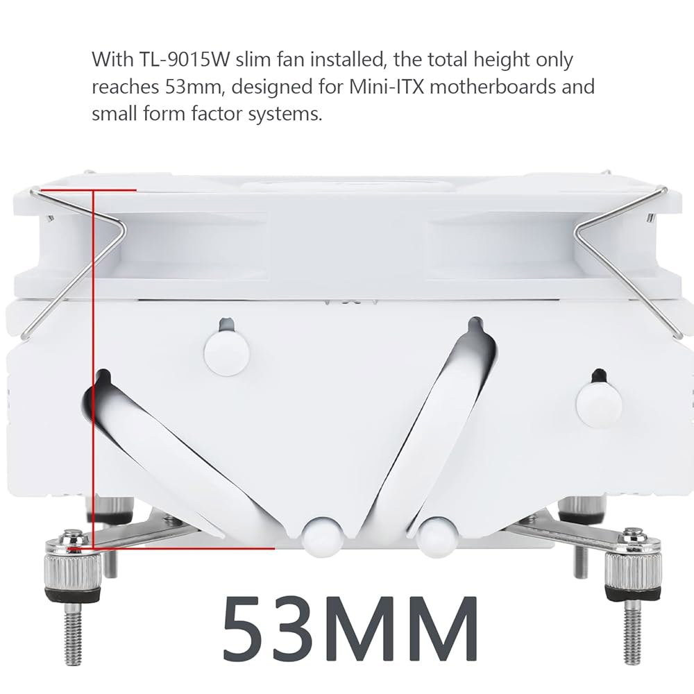 Thermalright AXP90-X53 화이트 로우 프로파일 ITX CPU 에어 쿨러, 높이 53mm, TL-9015W 슬림 PWM 팬 저소음 22.4dBa, 사일런트 2700R - 상세 이미지 3
