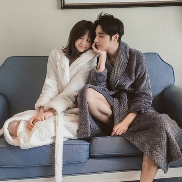 부드러운 극세사 가운 남녀공용 커플 가운 호텔 수면 - 상품 이미지