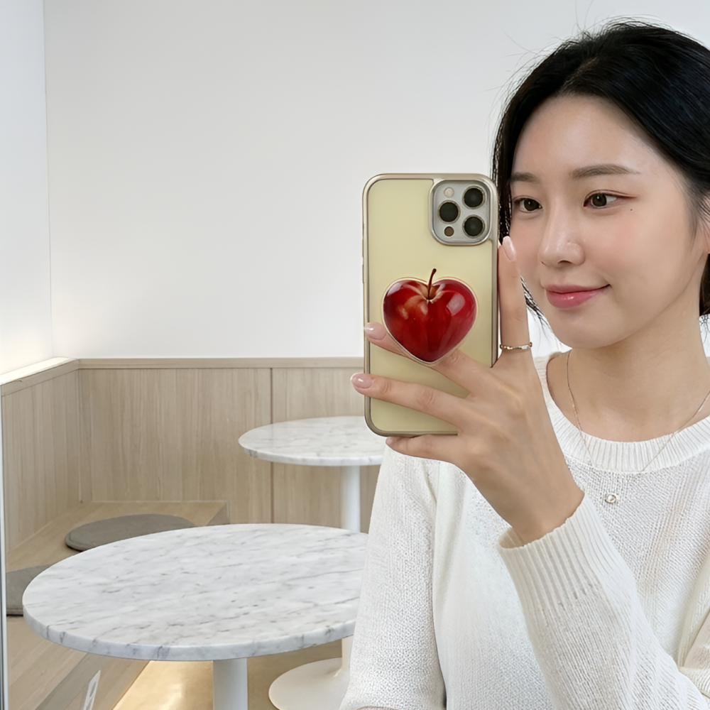 하트 과일 사과 스마트그립 톡거치대 아크릴 스마트톡 이미지 6