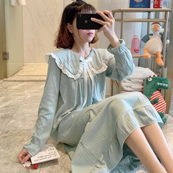 레이스 여성 잠옷 원피스 실내복 잠옷 원피스 파자마 웨어 - 상품 이미지