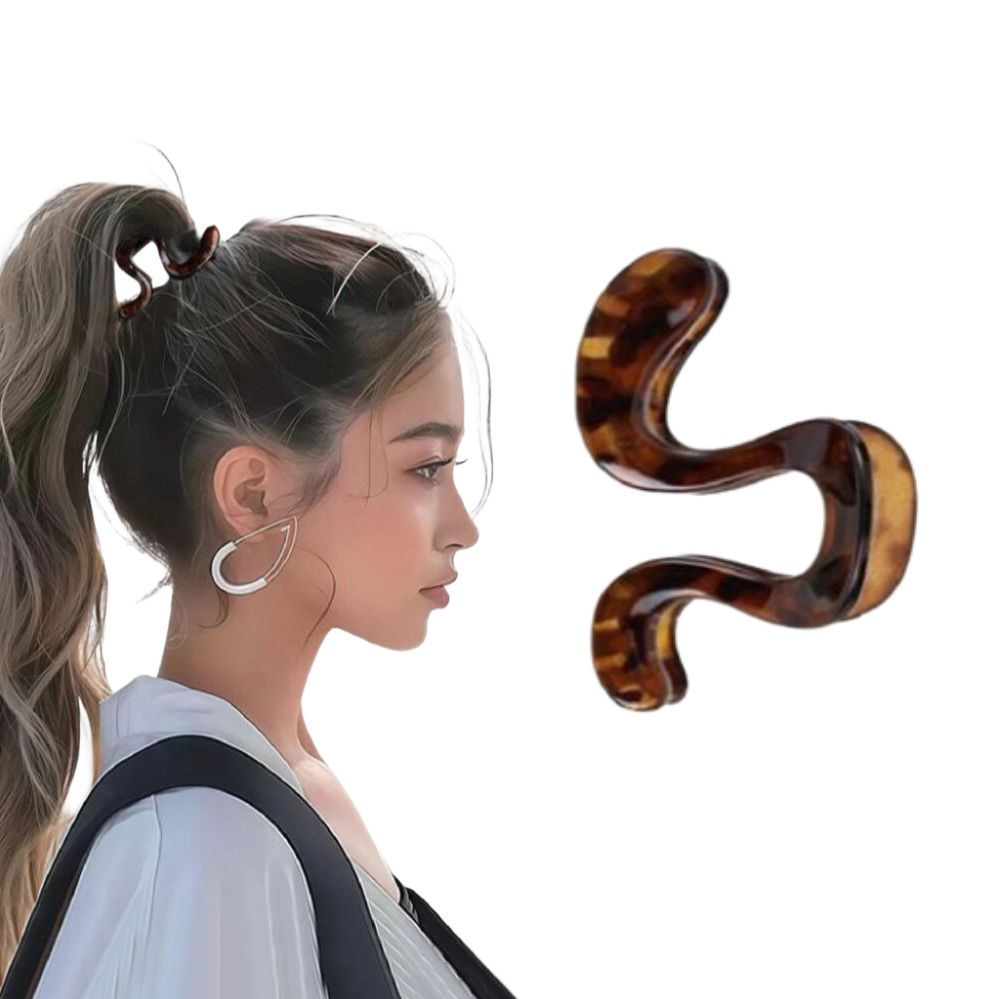 포니테일 머리핀 묶음머리 집게핀 운동 올림머리 집게 호피 - 상품 이미지