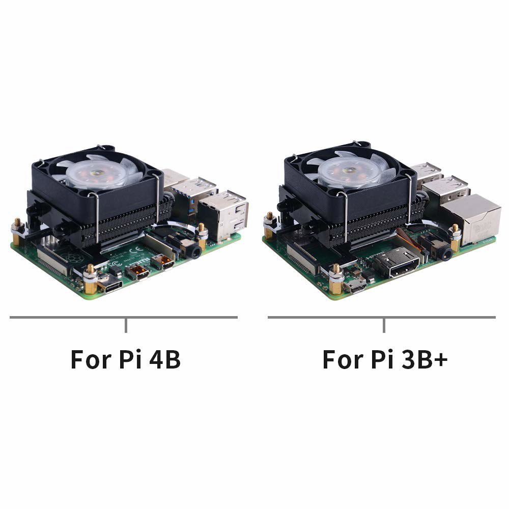 RGB PWM 팬 및 알루미늄 방열판이 있는 GeekPi 로우 프로파일 CPU 쿨러(라즈베리 파이 4B /3B+ /3B (블랙) Black - 상세 이미지 3